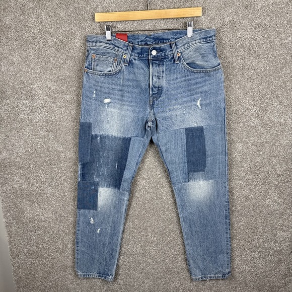 Levi's 501 CT Jeans Men's 34x31 Blue Button‎ Fly Denim Pants Patch Distressed - Picture 1 of 9